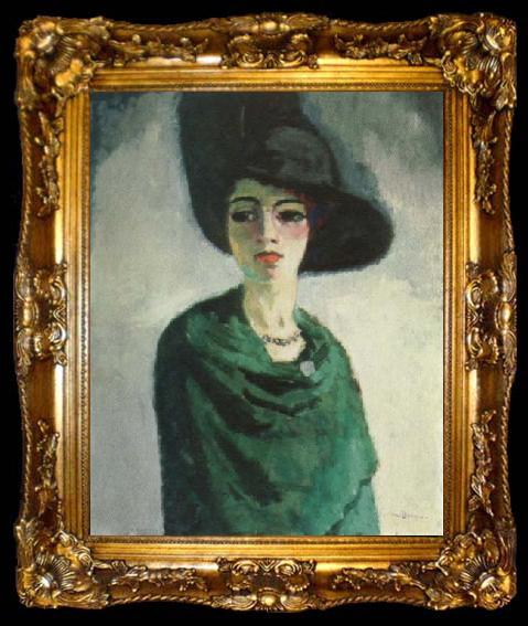 framed  kees van dongen woman in black hat, ta009-2
